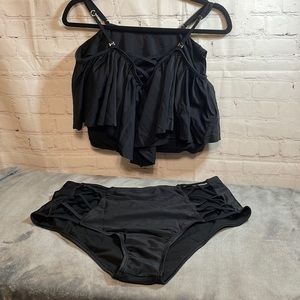 Kisscynest woman’s exclusive for TRIMS 3XL swimming suit 2 pc black color NEW